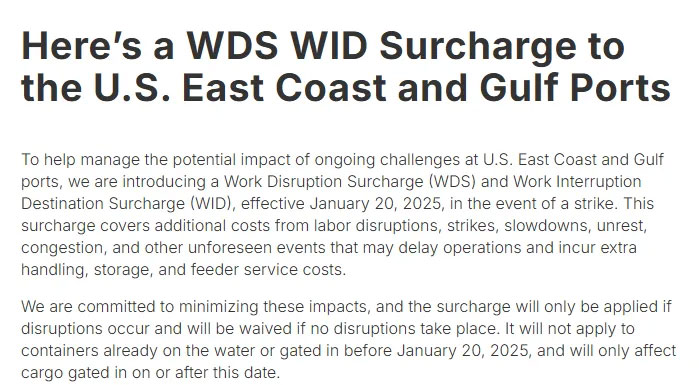 Hapag-lloyd charges port surcharges