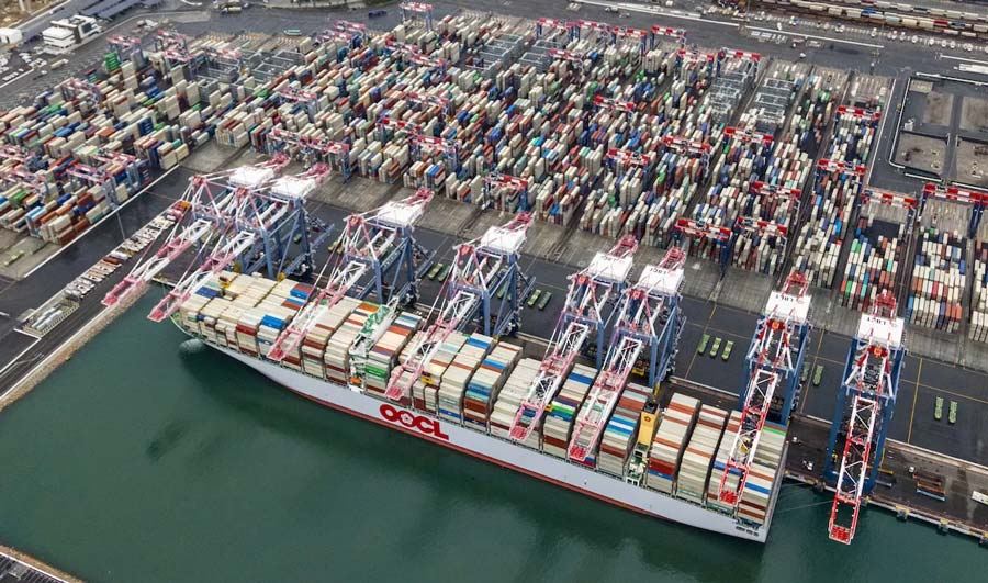 The throughput of the Port of Long Beach reached a record high in April